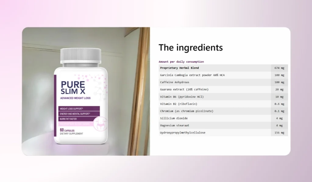 Pure Slim X Ingredients